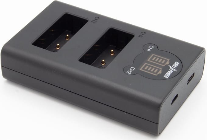 ChiliPower dubbellader LP-E17 geschikt voor Canon - voor 2 camera accu's (tegelijk)