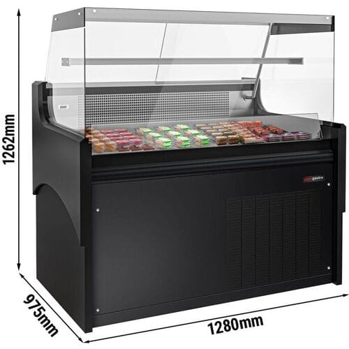 GGM Gastro Kühl-/ Fleischtheke - 1280mm & 1 Ablage Zwart / Zilver