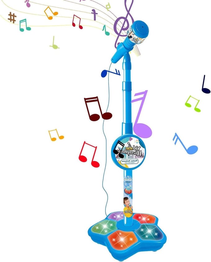 Karaoke Microfoon - Zangspeelgoed - Muziek Maken - Verstelbare Standaard - 21 x 100 cm - Blauw