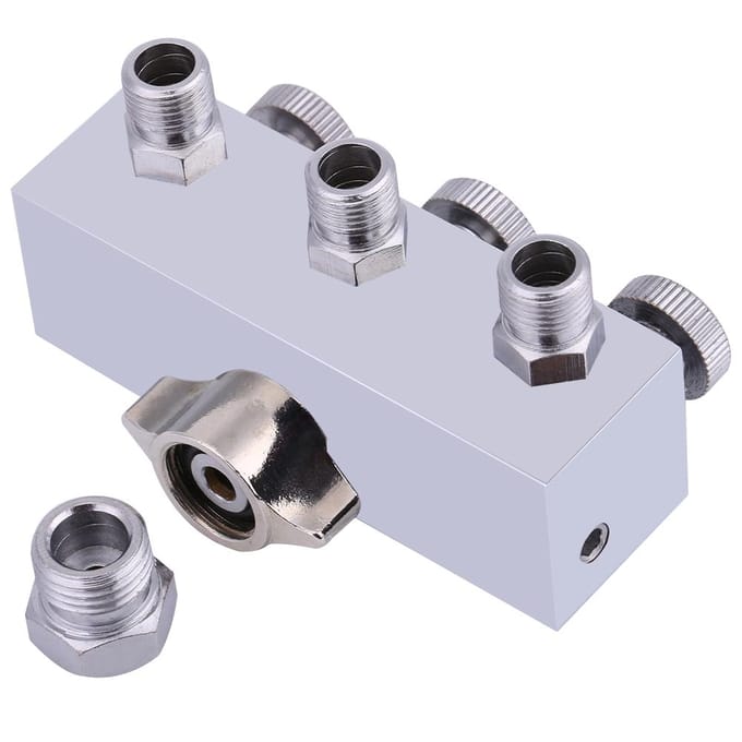 3-weg Airbrush Luchtslang Splitter Luchtregeling Ventielknop gray
