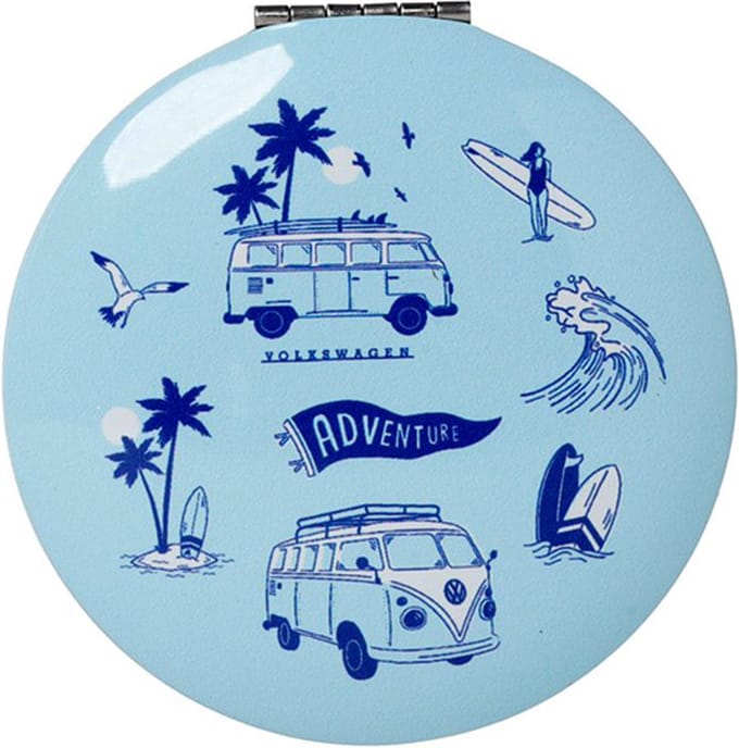 Make Up Spiegeltje Compact Volkswagen Busje VW T1 Explore More & The Waves are Calling - 6,5cm