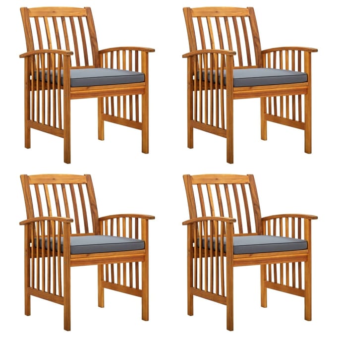vidaXL - Tuinstoelen - 4 - stuks - met - kussens, - massief - acaciahout