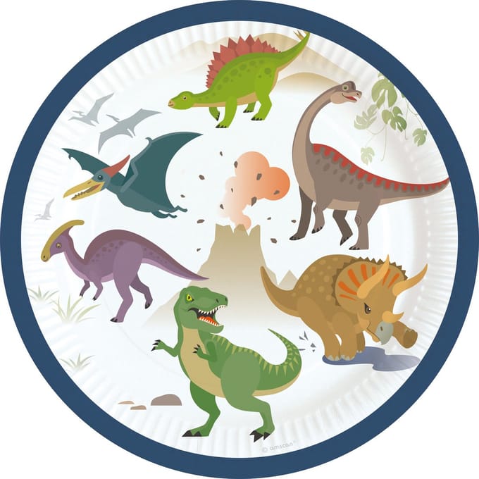 Amscan by Riethmuller - Riethmüller - Borden (papier) -ECO Happy Dinosaur Gebaks (8 stuks)