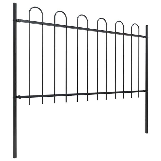 vidaXL - Tuinhek - met - ringtop - staal - 1172x100 - cm - zwart