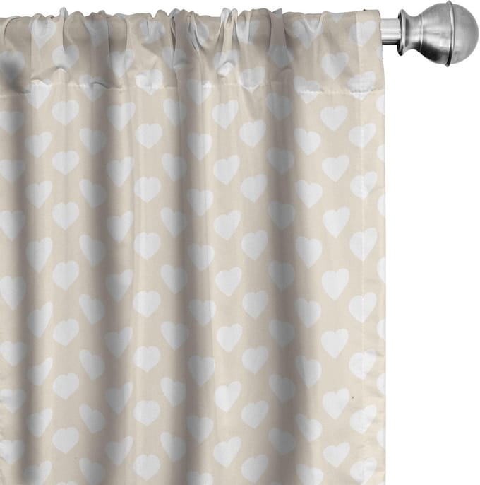 ABAKUHAUS Gordijnset – Pastel Hartjes – 2x75x225 cm – Champagne/Wit