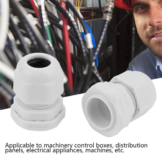 10 STKS/set IP68 Waterdicht Witte Nylon Plastic Kabelwartel Connector (PG11)
