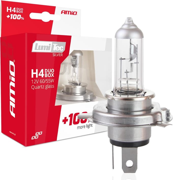 AMiO LumiTec Silver Halogeen Dimlicht +100% H4 12V 60/55W (set)