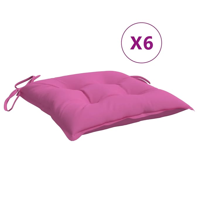 vidaXL - Stoelkussens - 6 - st - 40x40x7 - cm - stof - roze