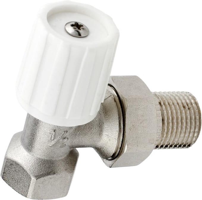 Radiatorconnect manuele radiatorkraan 1/2" x 1/2" haaks.
