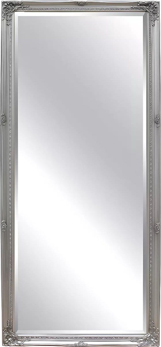 Vente-unique Grote spiegel met lijst ELVIRE - Eucalyptushout - 80 x 190 cm - Kleur: zilver