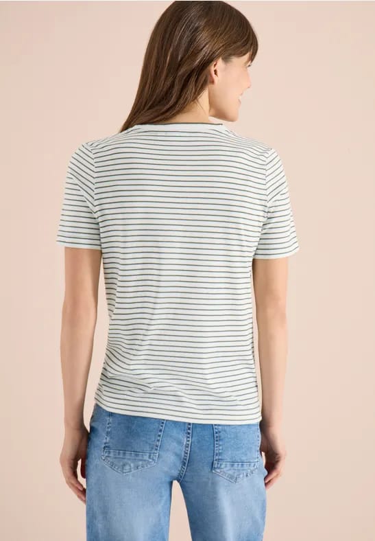 Shirt met korte mouwen, ronde hals en strepen