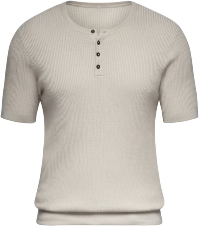 OMBRE T-shirt - Viscose - Korte Mouw - Knopen Lichtgrijs M