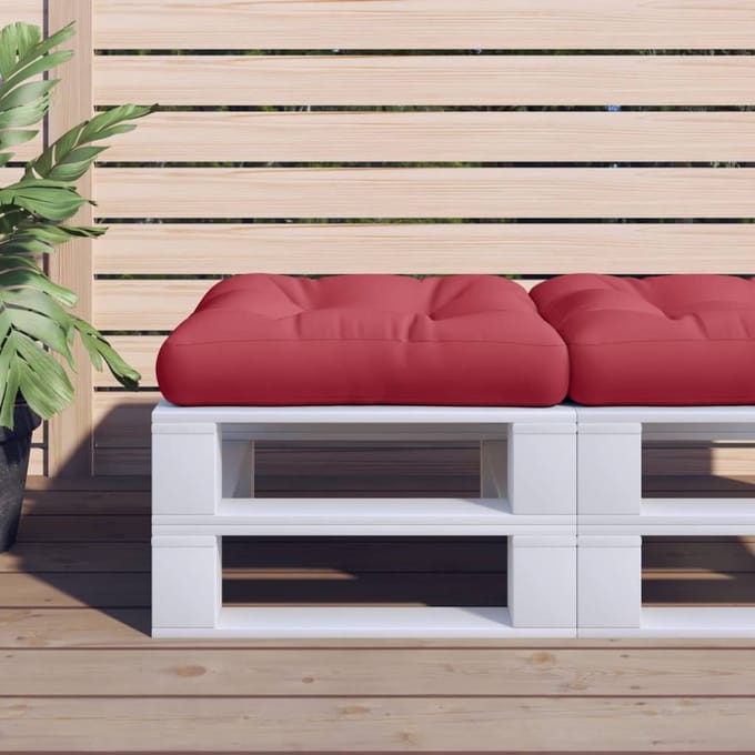 vidaXL - Palletkussen - 60x60x12 - cm - stof - wijnrood