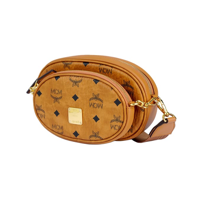 MCM Monogram Print Multifunctionele Leer En Canvas Drie-In-Eén Crossbody Tas Dames tassen Bruin Cognac MWRBSSE01CO001 Basic Set (Bag+Dust Bag) orange