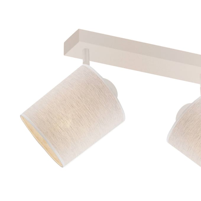 Argon Plafondlamp Suerte, crèmewit, linnen textiel, 2-lamps