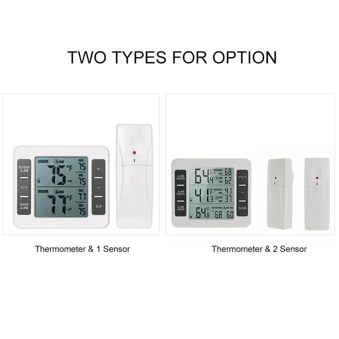 Binnen- en buitenthermometer met draadloze sensor Digitale temperatuurmeter Max. en min. registratie with 2 sensor