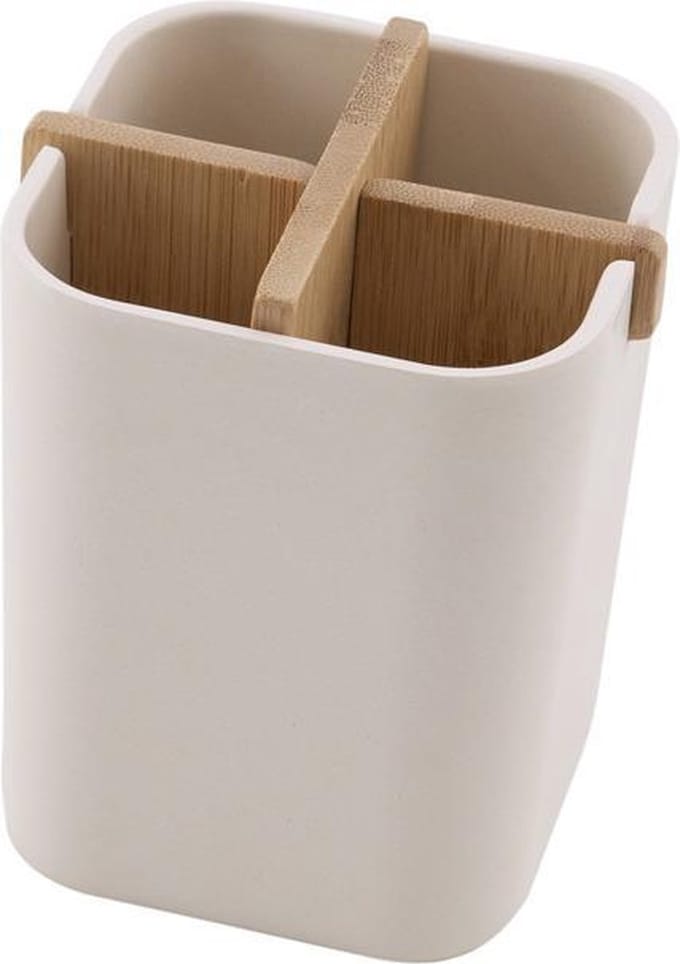 Point-Virgule Universele Houder met vier compartimenten - Bamboevezel - Gebroken Wit - 8x8x10.5cm