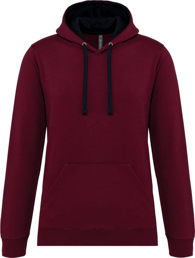 Kariban Hooded sweater met contrasterde capuchon K446 - Wine / Navy - M