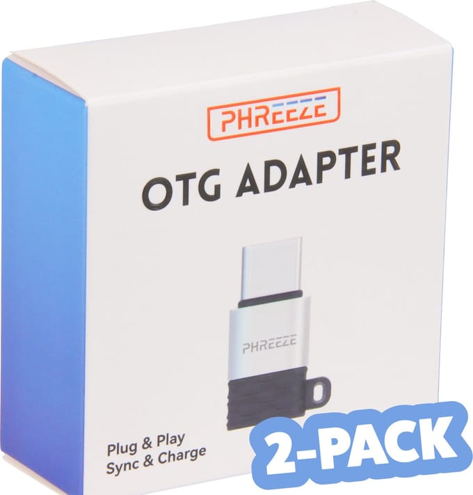 2x Phreeze Converter Micro-USB naar USB-C Adapter - Aluminium - Sleutelhanger
