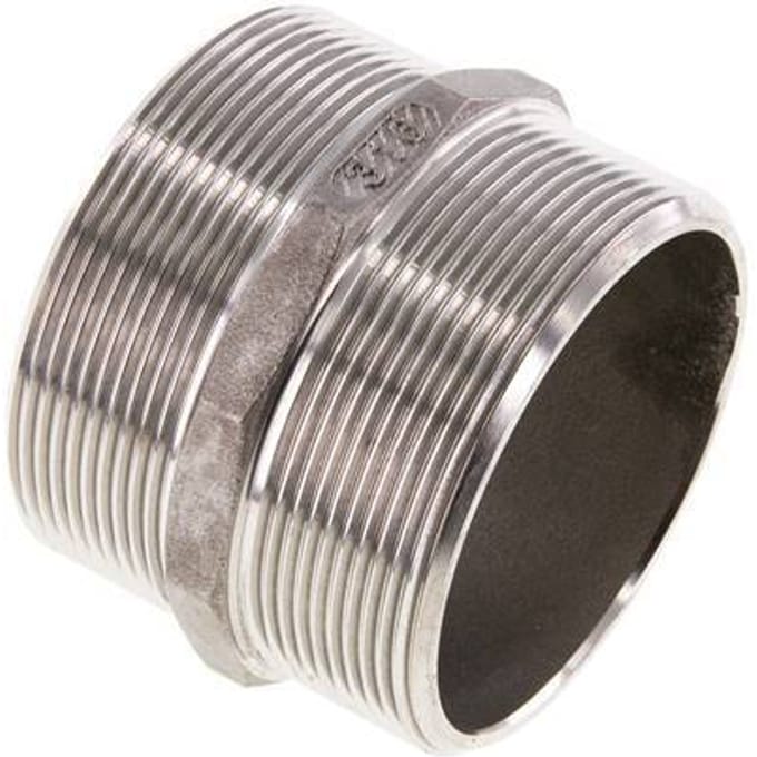 Dubbele Nippel G2 1/2'' RVS Vlakke Afdichting 16bar 78mm Hex
