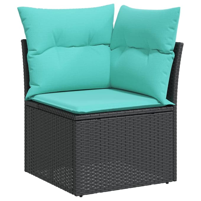 vidaXL - 4-delige - tuinbankset - met - kussens, - zwart - polyrotan