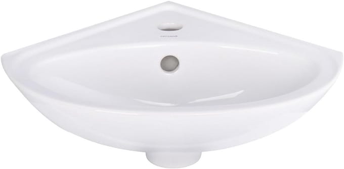 Compacte Keramische Hoekwastafel voor Gastentoilet en Kleine Badkamer - Wit