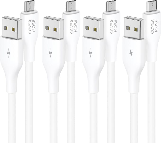Micro usb kabel - Usb naar Micro - Oplaadkabel - 4 stuks - 1 meter - Wit