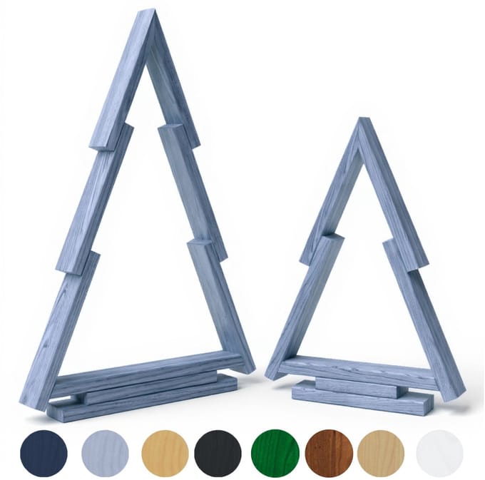 be4nature Houten Kerstboom Set 2 stuks (38 & 55 cm) - Silver, Scandinavische Stijl