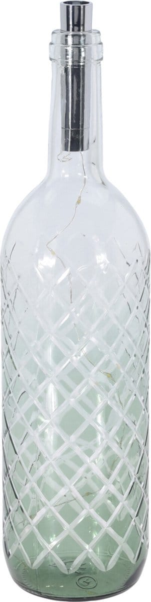 Fles glas met 10x LED groen