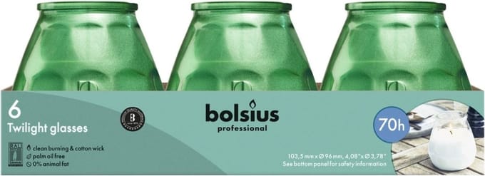 Bolsius - Horeca Twilight - 104/96 - 6 stuks per verpakking - Metallic Groen