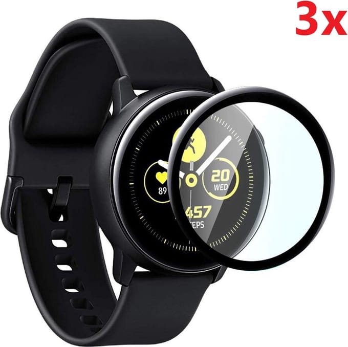 BukkitBow - Screen Protector voor Samsung Galaxy Watch Active 2/3/4/5/6 40mm - Full Screen / Edge Cover - Set van 3 Stuks