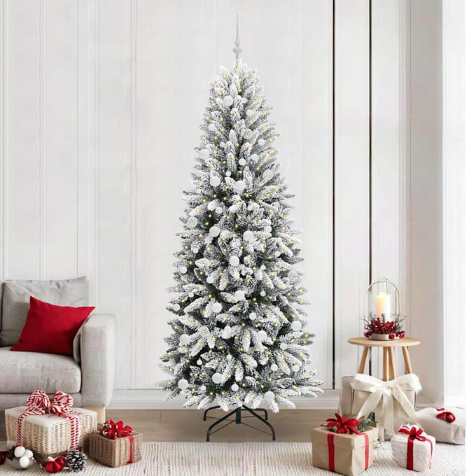 vidaXL - Kunstkerstboom - Wit - 210 - cm - PVC - en - plastic - en - staal - en - PE