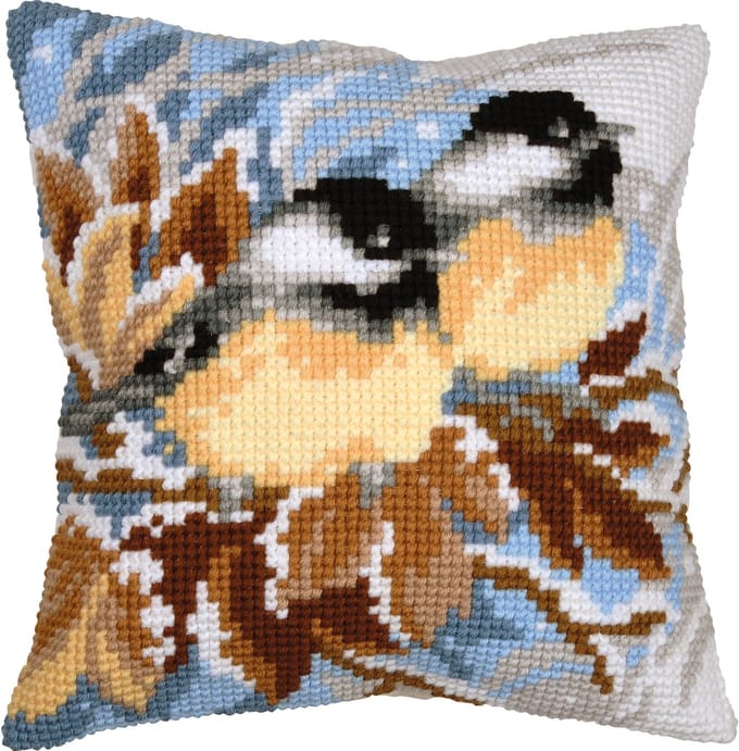 Vervaco - Kruissteekkussen kit - 40 x 40cm - Koolmeesjes in de winter - PN-0201752