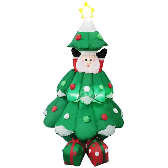 6FT Kerst Opblaasartikelen Hefbare Kerstman Kerstboomvormige LED Opblaasbare Kerstman Requisieten US Plug groen