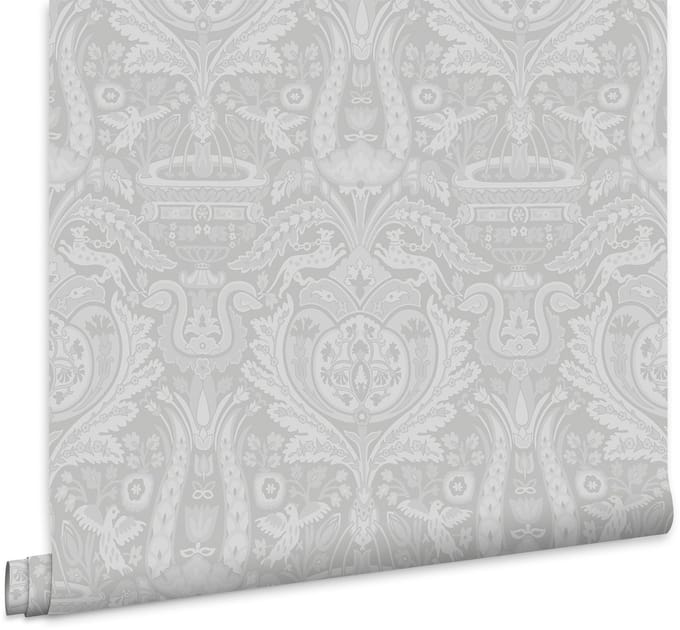 Laura Ashley Heraldic Damask Behang - Damast - 10mx52cm - Grijs