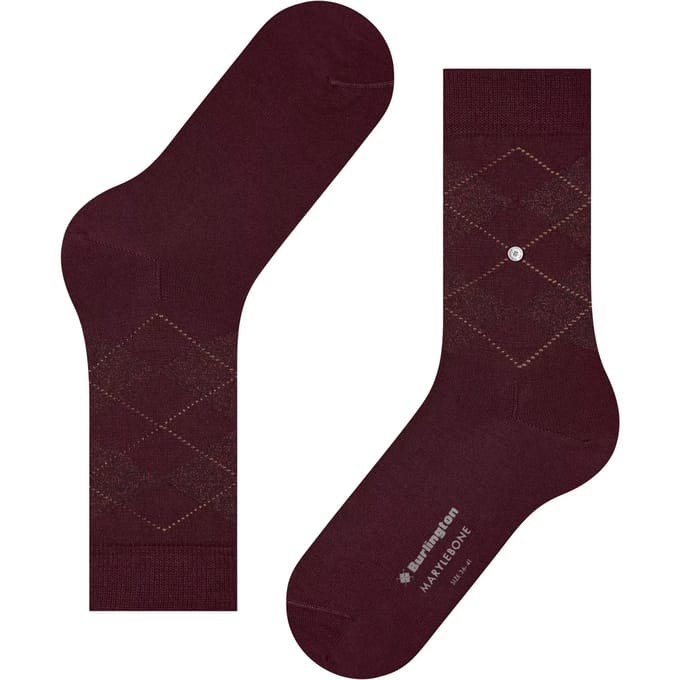Burlington Marylebone Lurex gedessineerd wol sokken dames rood - maat 36-41