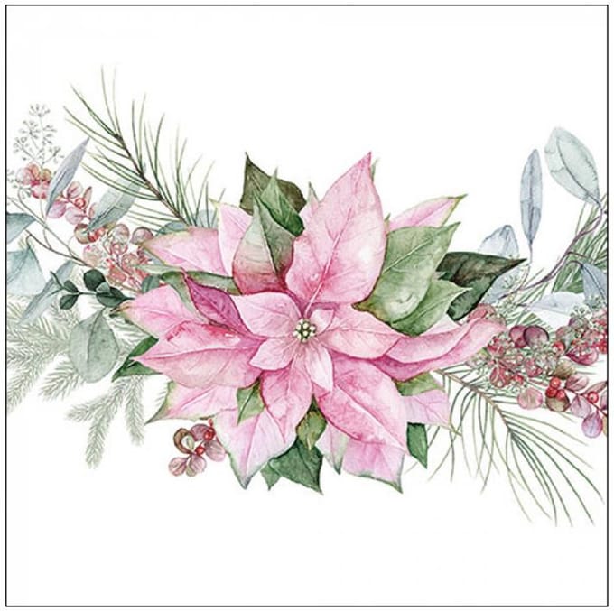 Ambiente Servetten 33cm Pink poinsettia