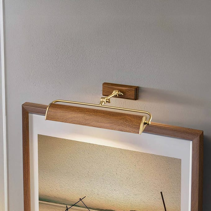 Elstead Lighting LED Schilderijverlichting Winchfield | 2X E14 Max 40W | Dimbaar | Aged Brass & Oak Effect
