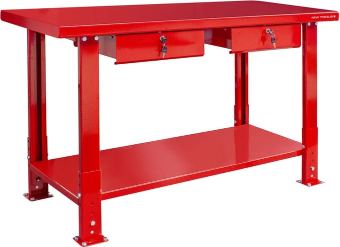 Werkbank 150 cm met verstelbare voeten en 2 lades MW Tools DER1500P