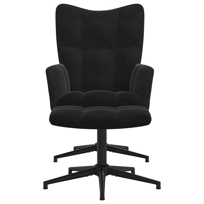 vidaXL - Relaxstoel - met - voetenbank - fluweel - zwart