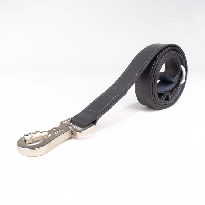 Luxe Halsband riem voor Honden - Echt Leer / Leder 2,5cm x 110 cm Grijs