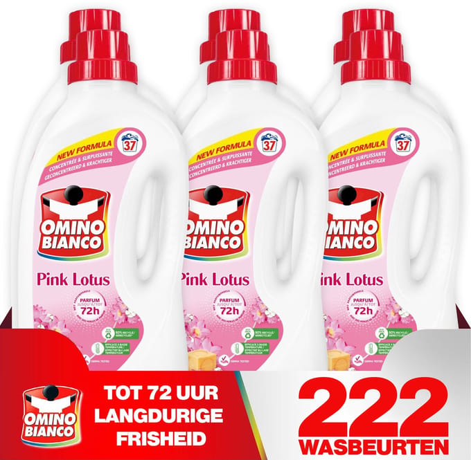 Omino Bianco Pink Lotus - Vloeibaar wasmiddel - 6 x 1.48 L - Geconcentreerd