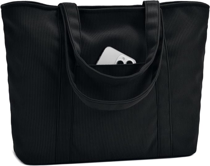 Corduroy Tote Bag Dames Grote Casual Schoudertas voor Laptop 15.6 Inch en A4 Documenten