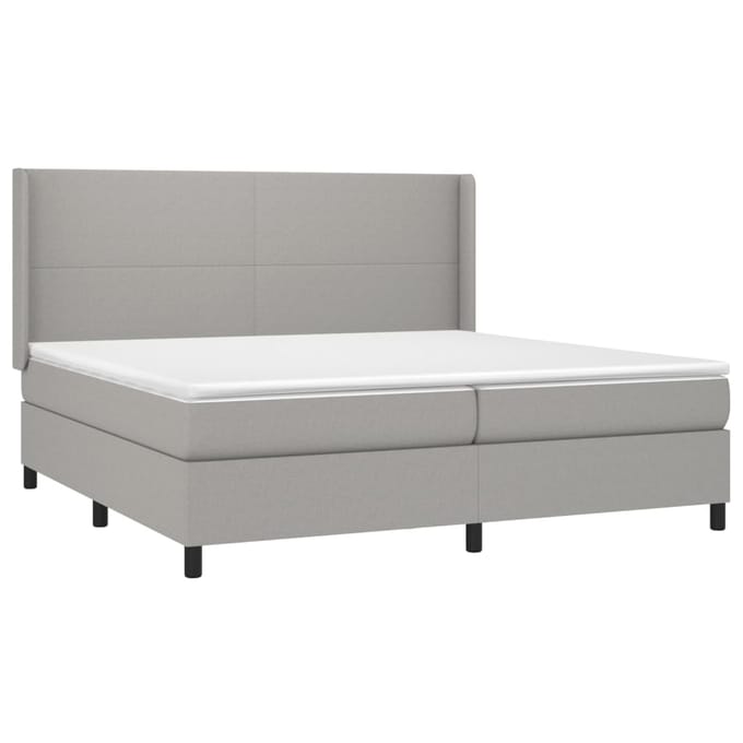 vidaXL - Boxspring - met - matras - stof - lichtgrijs - 200x200 - cm