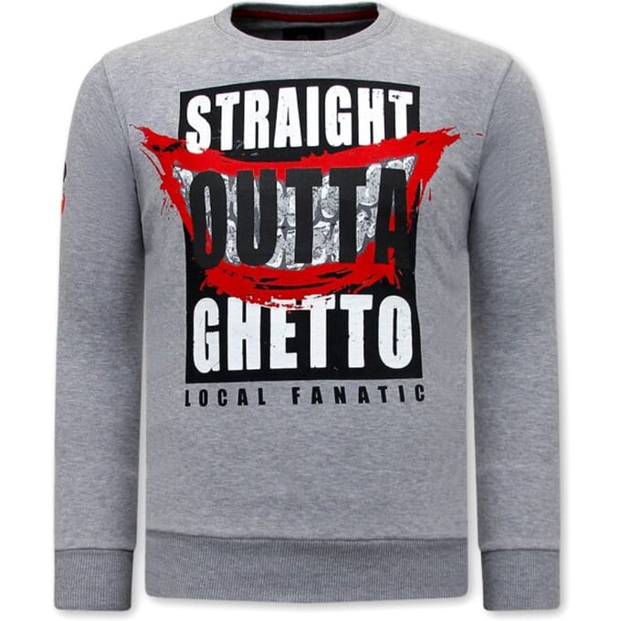 Heren Sweater - Straight Outta Ghetto - Grijs