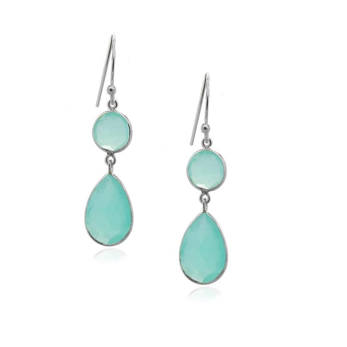SilverGems Zilveren oorhangers met druppelvormige Chalcedoon edelstenen