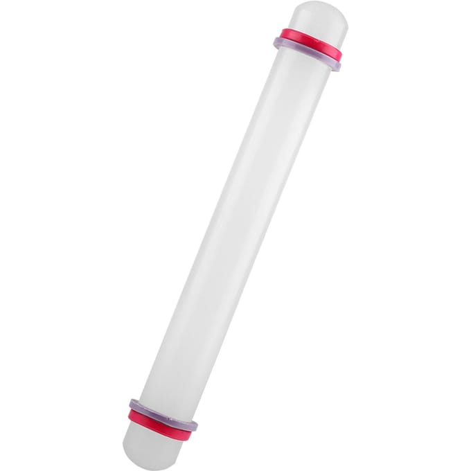 9in Anti-aanbak Plastic Deegroller met Ring Fondant Taart Koekjesdeegroller Bakgereedschap white