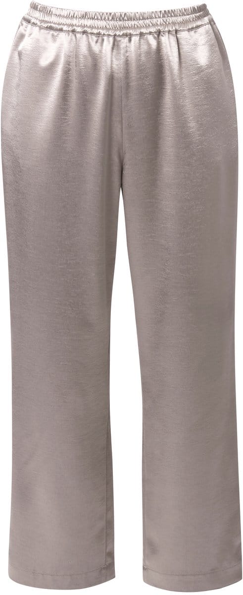 Ulla Popken - Dames - Satijnen broek Rose metallic effect wijde pijpen - Goud - Maat 46+