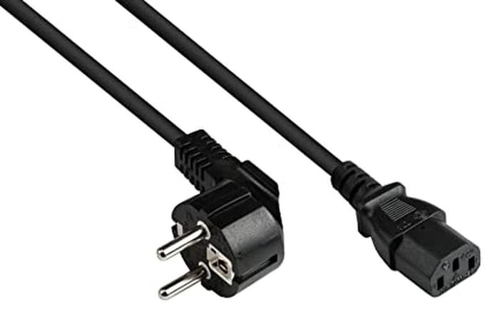 Kabel Netsnoer 0,75 m met Geaarde Stekker Type E+F en C13 Aansluiting - Zwart
