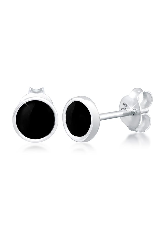 Elli - Oorbellen - Dames Oorsteker Cirkel Geo met Email Wit in 925 Sterling Zilver - Dames